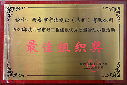 最佳組織獎，省市政工程建設(shè)優(yōu)秀質(zhì)量管理小組活動